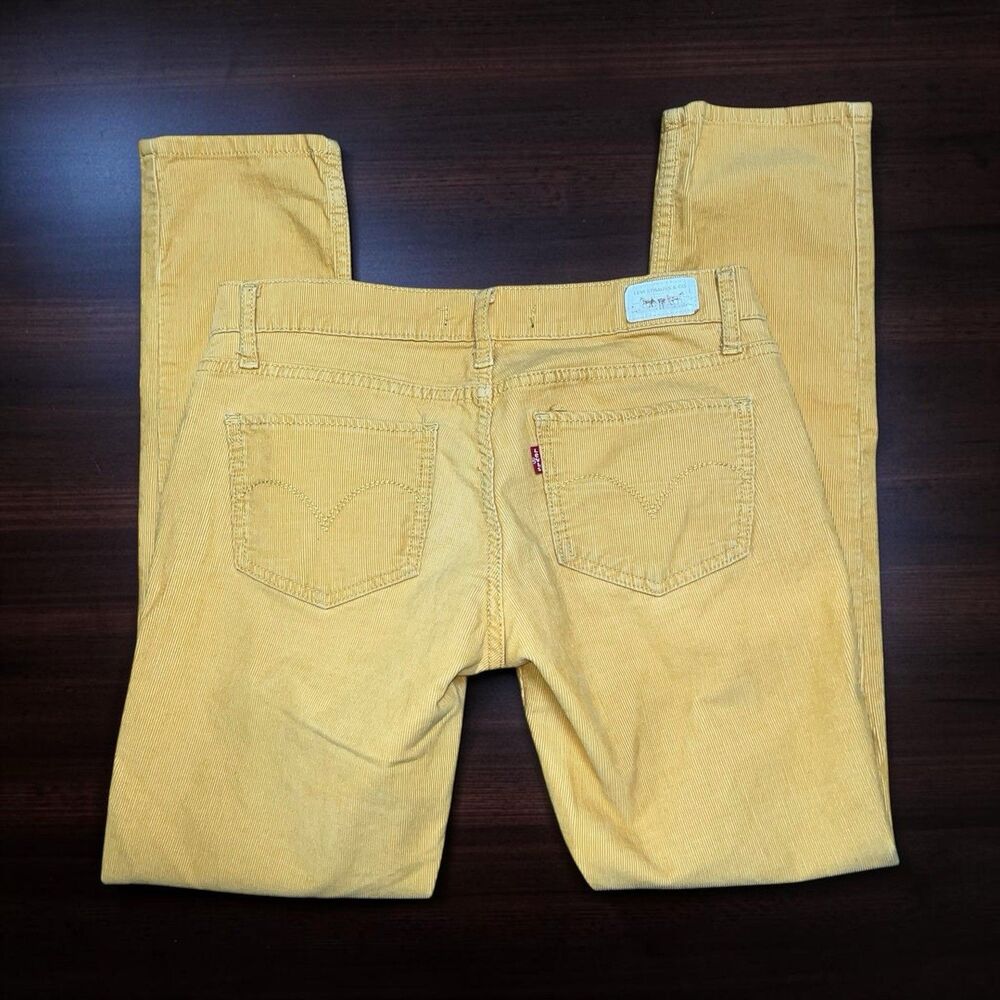 Levi's Women's 28 x 30 Too Superlow 524 Mustard Yellow Corduroy Pants Cords